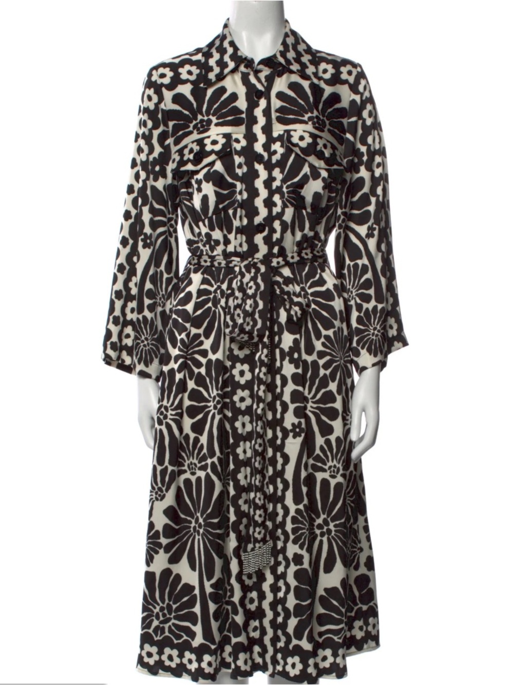 Revolve House of Harlow 1960 NWOT Black and Cream Floral-Print Midi Dress